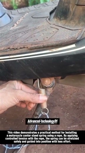 Simple Rope Technique for Installing a Motorcycle Center Stand Spring !! #innovation #tools #ideas