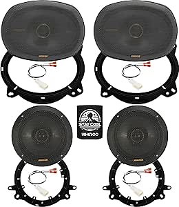 KICKER Speakers 6X9 & 6.5 inch for Toyota 4Runner 2003-2024 Upgrade Kit - 2 Pairs of KS Series with Adapters and Harness, Car Audio Front & Rear Door Speaker KSC6904, 51KSC6904 & KSC6504, 51KSC6504