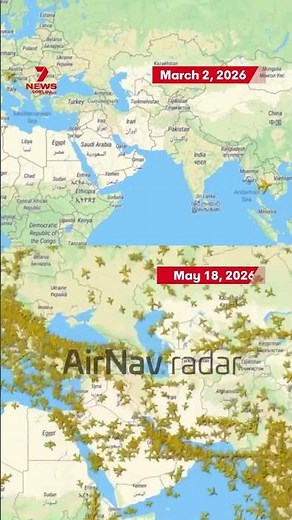 Air traffic at the start of the Iran war and now