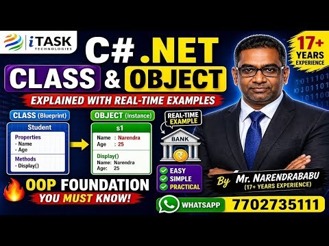 👉 🔥 C# Class & Object Explained | Real-Time Examples | OOP Basics Made Easy By Mr.Narendrababu