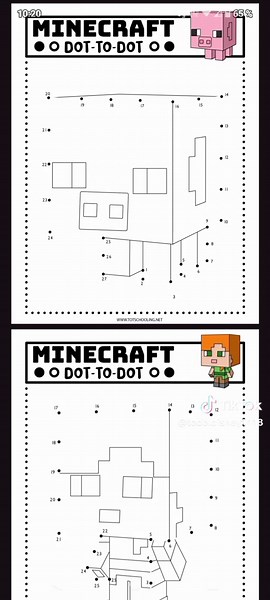 Libros de Colorear y Conectar Puntos de Minecraft