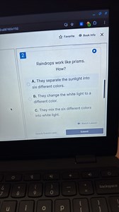 Raindrops work like prisms. How?A. They separate the sunlight... | Filo