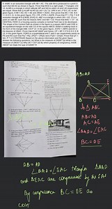 AABC is an isosceles triangle with AB = AC. The side BA is prod... | Filo