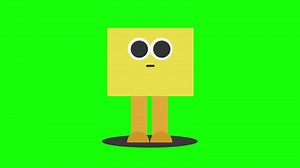 Download Cube Head Character Looking Around 2D Animation Green Screen for free