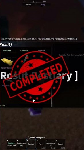 Fisch 100% Roslit Bestiary #fisch #fishing #roblox