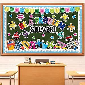 79Pcs Math Classroom Bulletin Board Decorations Mathematics Symbol Cutouts Be a Problem Solver Classroom Wall Decor for Educational Elementary Middle Back to School Teacher Supplies