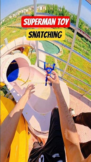 SUPERMAN SNATCH PRANK! 🦸‍♂️💨 Stealing Toy & Flying Down Extreme Water Slide Hole! POV #Shorts #Prank