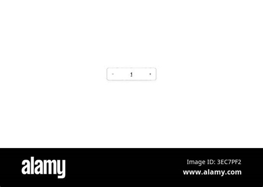 Interactive quantity stepper interface animation showing value increasing from one to two and then decreasing back to one using plus and minus buttons Stock Video Footage - Alamy