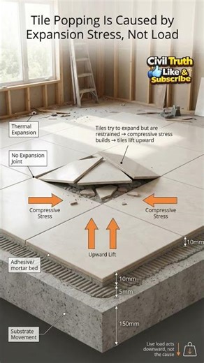 Why Tiles Suddenly Pop Up? 👀 #civilengineering #construction #education #yt #ytshorts #building