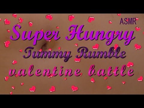 ASMR - Hungry stomach rumbles VALENTINE BATTLE | Digesting sounds | Commentator | Stomach Growls