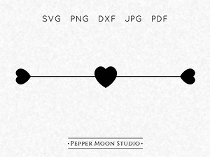 Heart Border SVG | Divider Decorative | Three Hearts Row Thin Line | Svg Png Dxf Pdf Jpg Files Included | Instant Digital Download - Etsy
