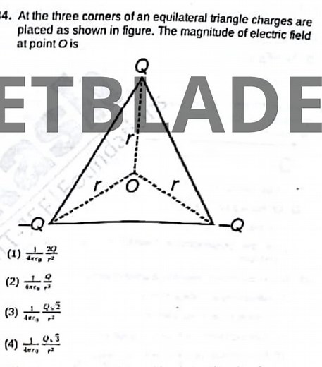 4. At the three corners of an equilateral triangle charges are ... | Filo