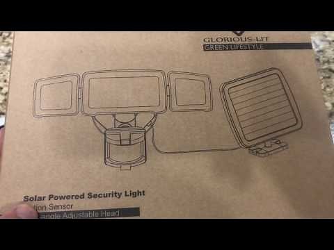 GLORIOUS-LITE Solar Security Light Outdoor, 1600LM Solar LED Motion Sensor with 3 Adjustable Heads