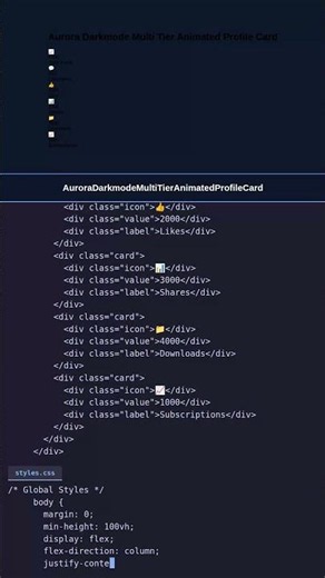 AuroraDarkmode UI in 1min! #webdevelopment #css #shorts #uidesign