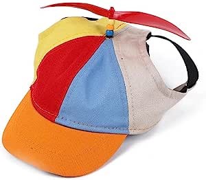 Dog Hats with Funny Propeller,Rainbow Helicopter Top Hat,Dog Sun Hat Soft Comfortable Puppy Baseball Cap,Dog Hat for Small Medium Large Dogs