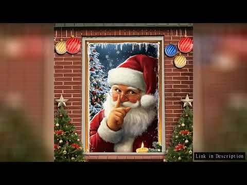 Christmas Decoration Santa Claus Silent Night Window Cover Banner Snowy Tree Candle Light Holiday Wi