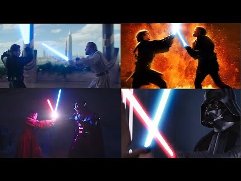 Anakin vs Obi-Wan Duel Compilation (1977-2005-2022) All Fights 4k60 HDR