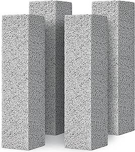 4TH Pumice Stone for Toilet Bowl Cleaning,Remove Away Limescale Stain,Hard Water Rings,Calcium Buildup,Iron and Rust,Pumice Stick for Tile/Bath-tub/Kitchen/Grill/Household - 4 Pack