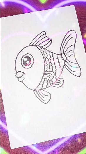 cute easy fish cartoon drawing. #shorts
