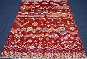 Handmade Moroccan Design Rug , Afghan Reddish Boho Area Rug , 4'10 x 6'5 Ft Rug For Bedroom, Living room , High And Soft Pile Wool Rug