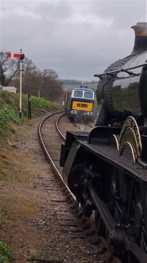 D7017 crossing over 7812 at Blue Anchor #train #trainspotting #railway #gwr
