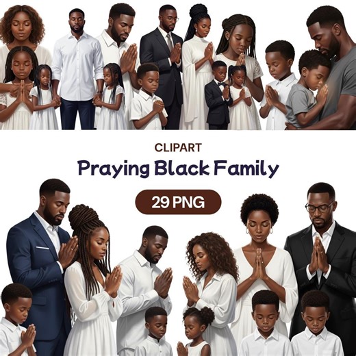 Praying Black Family Clipart | African American Christian PNG Set | Faith People Worship Art | Religious Devotion Digital Download - Etsy UK