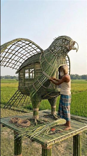 Old man builds eagle style bamboo amazing house 😱 | mini woods toys | hand crafted | woods crafting