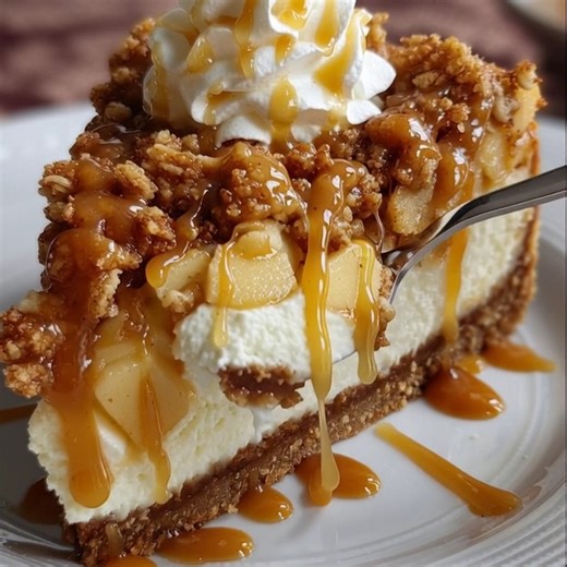 Two of your favorite fall desserts in one incredible creation! 🍎 This Apple Crisp Cheesecake is the ultimate autumn indulgence. A buttery graham cracker crust holds a rich, creamy, and perfectly spiced cheesecake filling. It's then topped with a gooey layer of tender apples and a crunchy, buttery oat crisp. Finished with a drizzle of caramel and a dollop of whipped cream, it's a show-stopping dessert that's perfect for Thanksgiving or any special occasion. | Recipes all time