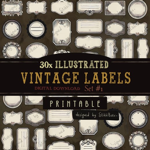 Blank Vintage Label Digital Download, Labels for Jars & Bottles, Vintage Ephemera, Printable Victorian Design - Etsy