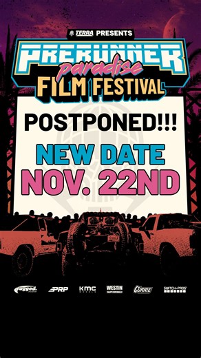 TERRA CREW on Instagram: "PRERUNNER PARADISE POSTPONED TO NOV. 22nd!! Crazy weather is headed for SoCal this weekend and so we have to move the event to next weekend Nov 22nd. We want to make sure everyone gets to experience this event to its full potential. Hope to see you all still, and if you couldn’t make it before, go buy a ticket like right now ⚡️💀⚡️💀⚡️💀⚡️💀⚡️💀⚡️💀⚡️💀⚡️"
