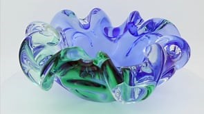 Murano Glass Sommerso Centerpiece Bowl - Green and Blue