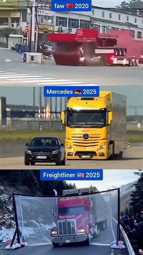 #FAW vs Mercedes Trucks vs Freightliner #How the Smart Braking System Works #follow #Usa #automobile