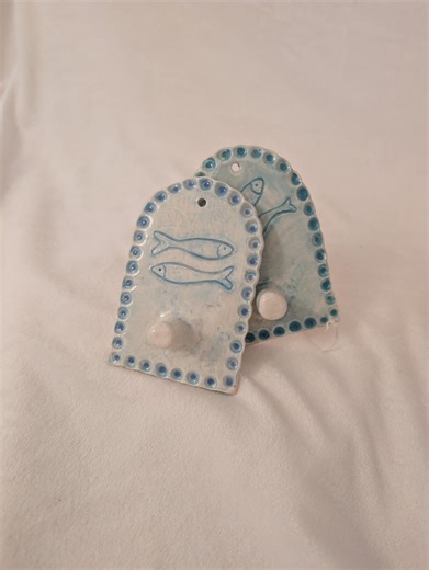 Handmade Ceramic Wall Hook With Fish | Mediterranean Style Coat Hanger - Etsy