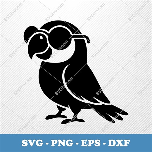 Parrot With Sunglasses SVG | Cool Bird Vector Clipart | EPS PNG Dxf | Cricut Silhouette - Etsy