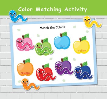 Apple Color Matching Activity, Color Printables, Toddler Busy Book