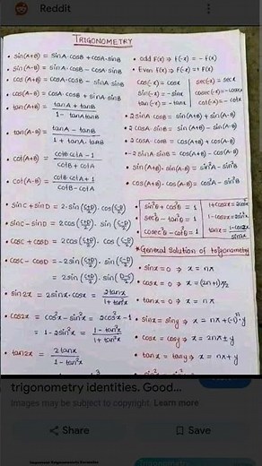 Trigonometry Formulas For Class 12 🥶🥵🥵😱🤫🥵🥶 # (trigonometry#formulas# for#class ) #BLACK# RIFE #SON #