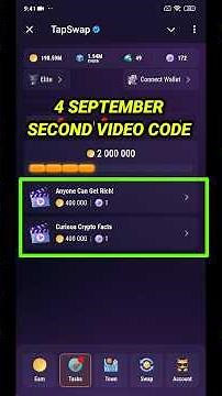 TapSwap Code Today | Anyone Can Get Rich Video Code TapSwap | TapSwap 4&5 September Video Code