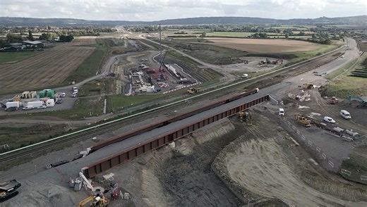 Aerial video September 2023 showing HS2 track construction in Aylesbury
