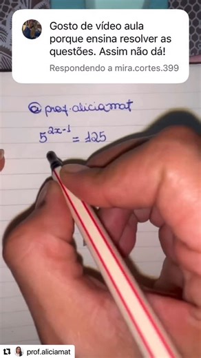 Massandro Marques P.C da Mata .'.📐 on Instagram: "@prof.aliciamat Resolvendo equação exponencial 🥰 . ✏️🖍️✏️🖍️✏️🖍️✏️🖍️✏️🖍️ 👨‍🏫 Siga o Professor. 👍🏻 Curta o conteúdo. 🤗 Comenta (Ajuda Muito). ➡️ Compartilha com um colega. 💾 Salva o post. Use a hashtag prof_mamau compartilhe os seus registros. ✏️🖍️✏️🖍️✏️🖍️✏️🖍️✏️🖍️ #matemática #concursopúblico #math #matematik"