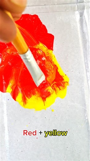Red and yellow color mixing #brushing #colormixing #shortfeeds