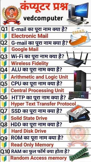 Computer Full Forms in Hindi | Top 10 Computer GK Questions | #shorts #computerfullform #ShortsVideo