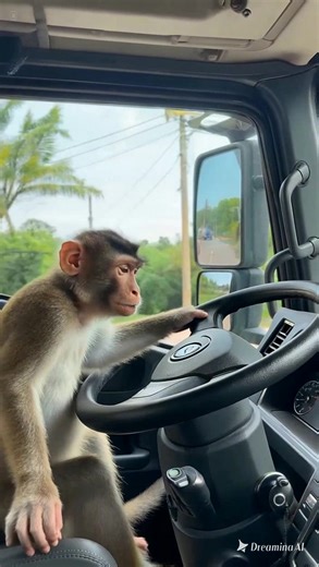 Monkey Takes the Wheel: Hilarious Truck Driving Adventure