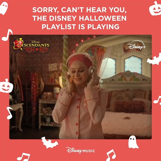 The volume is ALL the way up the Disney Halloween playlist 🎧 https://open.spotify.com/playlist/37i9dQZF1DWYa1w6FMMTnG Descendants: #TheRiseOfRed is available now on Disney . | Walt Disney Records