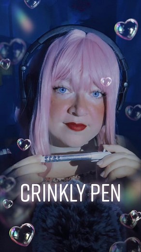 Relaxing Crinkly Pen Sounds for ASMR | Pink Hair Blue Eyes