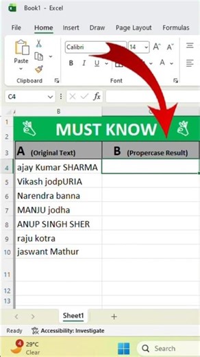 Stop Fixing Names Manually | Use PROPER Formula in Excel #shorts