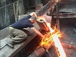 That's what you call a slow burn! Man puts hand through molten metal