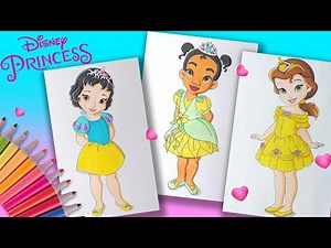 Baby Disney princess Coloring Pages For Kids part 2. Princess Tiana Belle Snow White Coloring Pages