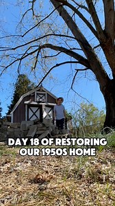 Day 18 We did some yard cleanup and a little bathroom sneak peak. Come back to see a final bathroom reveal soon! | Emily Mahoy