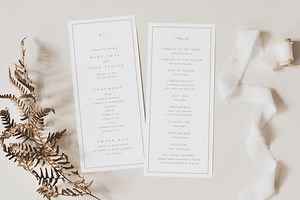 Elegant Wedding Program Template, Modern Monogram & Border, Minimalistic Ceremony Program, Printable, Editable, Templett Instant Download - Etsy