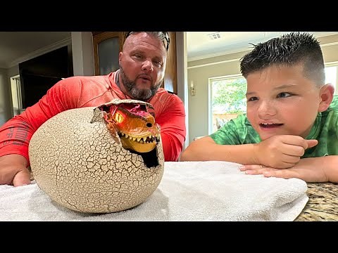 GIANT DINOSAUR EGG! Caleb & Dad Search For Dinosaurs! Primal Hatch Dinosaur Toy Kids Fun Activity